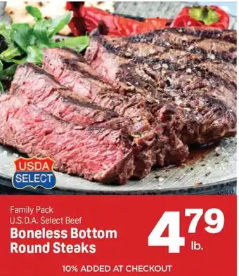 Usda select beef boneless bottom round steaks