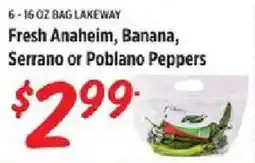 Rouses Fresh Anaheim, Banana, Serrano or Poblano Peppers offer