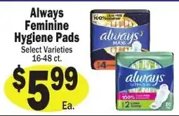 Sellers Bros Always Feminine Hygiene Pads offer