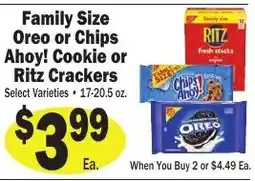 Sellers Bros Family Size Oreo or Chips Ahoy! Cookie or Ritz Crackers offer