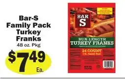 Sellers Bros Bar-s family pack turkey franks offer