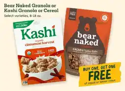 Sprouts Farmers Market Bear naked granola or kashi granola or cereal offer