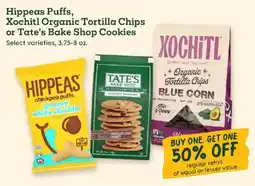 Sprouts Farmers Market Hippeas puffs, xochitl organic tortilla chips or tate's bake shop cookies offer