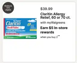 Walgreens Claritin Allergy Relief, 60 or 70 ct offer