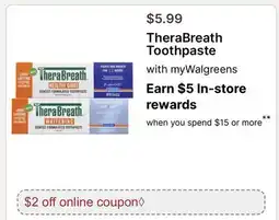 Walgreens TheraBreath Toothpaste offer