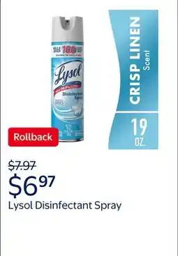Walmart Lysol Disinfectant Spray, Sanitizing and Antibacterial Bathroom Spray, Deodorizer, Crisp Linen offer