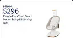 Walmart Evenflo Elara 2-in-1 Smart Motion Swing & Soothing Nest, Coastal Coffee offer