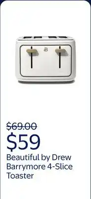 Walmart Beautiful 4-Slice Toaster with Touch-Activated Display, White Icing by Drew Barrymore offer