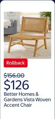 Walmart Better Homes & Gardens Vista Woven Accent Chair, Light Honey offer