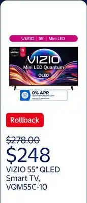 Walmart VIZIO 55 in Mini LED Quantum 4K QLED HDR Smart TV, 2026 Model, VQM55C-10 offer