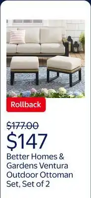Walmart Better Homes & Gardens Ventura 2-Piece Outdoor Wicker Ottoman Set, Beige offer