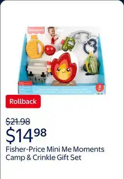 Walmart Fisher-Price Mini Me Moments Camp & Crinkle Gift Set, 7-Piece Fishing & Hiking Baby Activity Toys offer