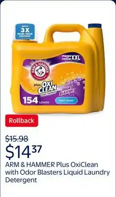Walmart ARM & HAMMER Plus OxiClean with Odor Blasters Liquid Laundry Detergent, Fresh Burst offer