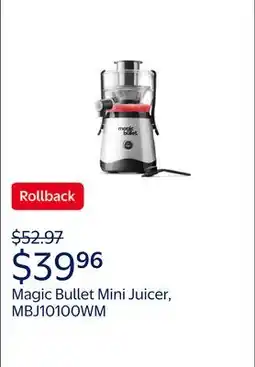 Walmart Magic Bullet Mini Juicer, 400-Watt, Silver, MBJ10100WM offer