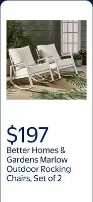 Walmart Better Homes & Gardens Marlow 2-Piece Outdoor Rocking Chairs With Cushions In White/Cream offer