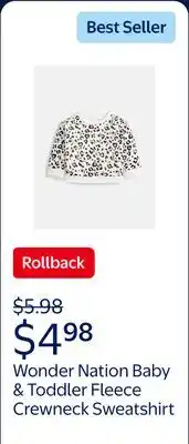 Walmart Wonder Nation Baby & Toddler Fleece Crewneck Sweatshirt offer