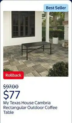 Walmart My Texas House Cambria Rectangular Steel Outdoor Coffee Table, Black offer