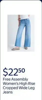 Walmart Free Assembly Women's High Rise Cropped Wide Leg Jeans offer
