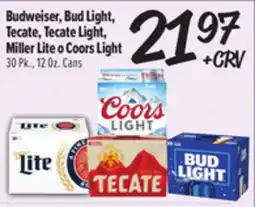 El Super Budweiser, Bud Light, Tecate, Tecate Light, Miller Lite o Coors Light offer