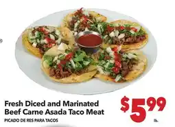 Vallarta Supermarkets Fresh Diced and Marinated Beef Carne Asada Taco Meat offer