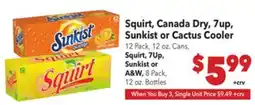 Vallarta Supermarkets Squirt, Canada Dry, 7up, Sunkist or Cactus Cooler offer