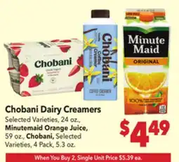Vallarta Supermarkets Chobani Dairy Creamers offer