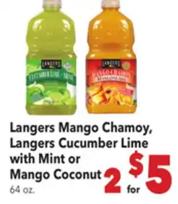 Vallarta Supermarkets Langers Mango Chamoy, Langers Cucumber Lime with Mint or Mango Coconut offer