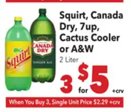 Vallarta Supermarkets Squirt, Canada Dry, 7up, Cactus Cooler or A&W offer