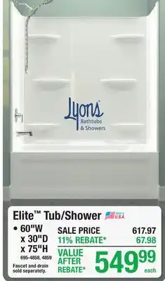 Menards Elite Tub/Shower offer
