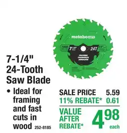 Menards 7-1/4 24-Tooth Saw Blade offer