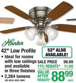 Menards HUNTER 42 Low Profile offer