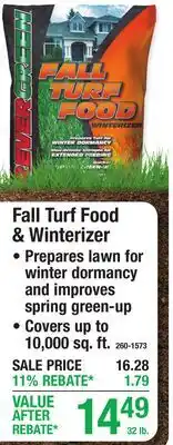 Menards Fall Turf Food & Winterizer offer
