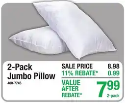 Menards 2-Pack Jumbo Pillow offer