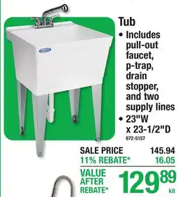 Menards LAUNDRY KITS Tub offer