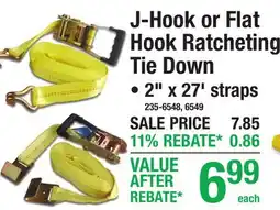 Menards J-Hook or Flat Hook Ratcheting Tie Down offer