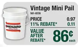 Menards Vintage Mini Pail offer