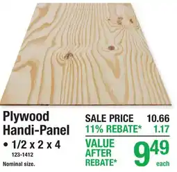 Menards Plywood Handi-Panel offer