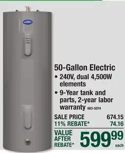 Menards 50-Gallon Electric offer