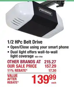 Menards 1/2 HPc Belt Drive offer