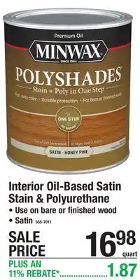 Menards Interior Oil-Based Satin Stain & Polyurethane offer