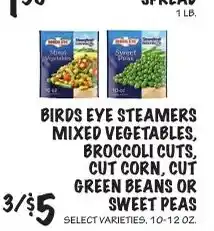 Foodarama Birds Eye Steamers Mixed Vegetables, Broccoli Cuts, Cut Corn, Cut Green Beans or Sweet Peas offer