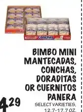 Foodarama Bimbo mini mantecadas, conchas, doraditas or cuernitos panera offer