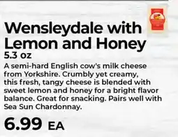 Sunset Foods Wensleydale with Lemon and Honey offer