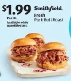 Aldi Smithfield fresh pork butt roast offer