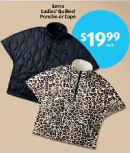Aldi Serra Ladies' Quilted Poncho or Cape offer