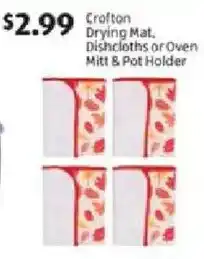 Aldi Crofton Drying Mat, Dishcloths or Oven Mitt & Pot Holder offer