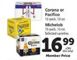 Safeway Corona or Pacifico, Michelob offer