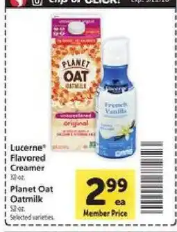 Safeway Lucerne Flavored Creamer / Planet Oat Oatmilk offer