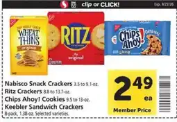 Safeway Nabisco Snack Crackers, Ritz Crackers, Chips Ahoy! Cookies, Keebler Sandwich Crackers offer