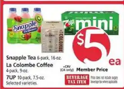 Safeway Snapple Tea, La Colombe Coffee, 7UP offer